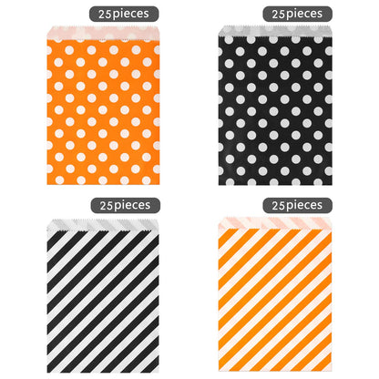 Kolewo4ever 100 pieces Halloween Treat Bags Halloween Party Suppllies Goody Bags Gift Bags Candy Bags