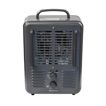 Comfort Zone Milkhouse Style Utility Space Heater with Adjustable Thermostat, Electric, Portable, 3-Prong Plug, Overheat Protection, & Tip-Over Switch, Ideal for Garage or Workshop, 1,500W, CZ798GR3