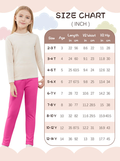 Kiiavoro Girls Fleece Lined Leggings Cotton Kids Winter Warm Leggings Thick Thermal Tights Pants
