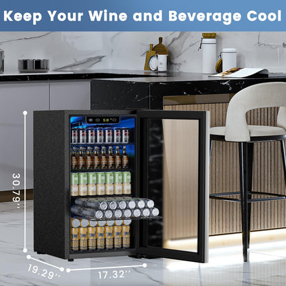 Electactic Mini Fridge 130 Can Beverage Refrigerator Cooler, 3.2 Cu.Ft Drink Fridge forSoda Wine Beer, Digital Temperature Control Cooler for Home, Dorm, Bar