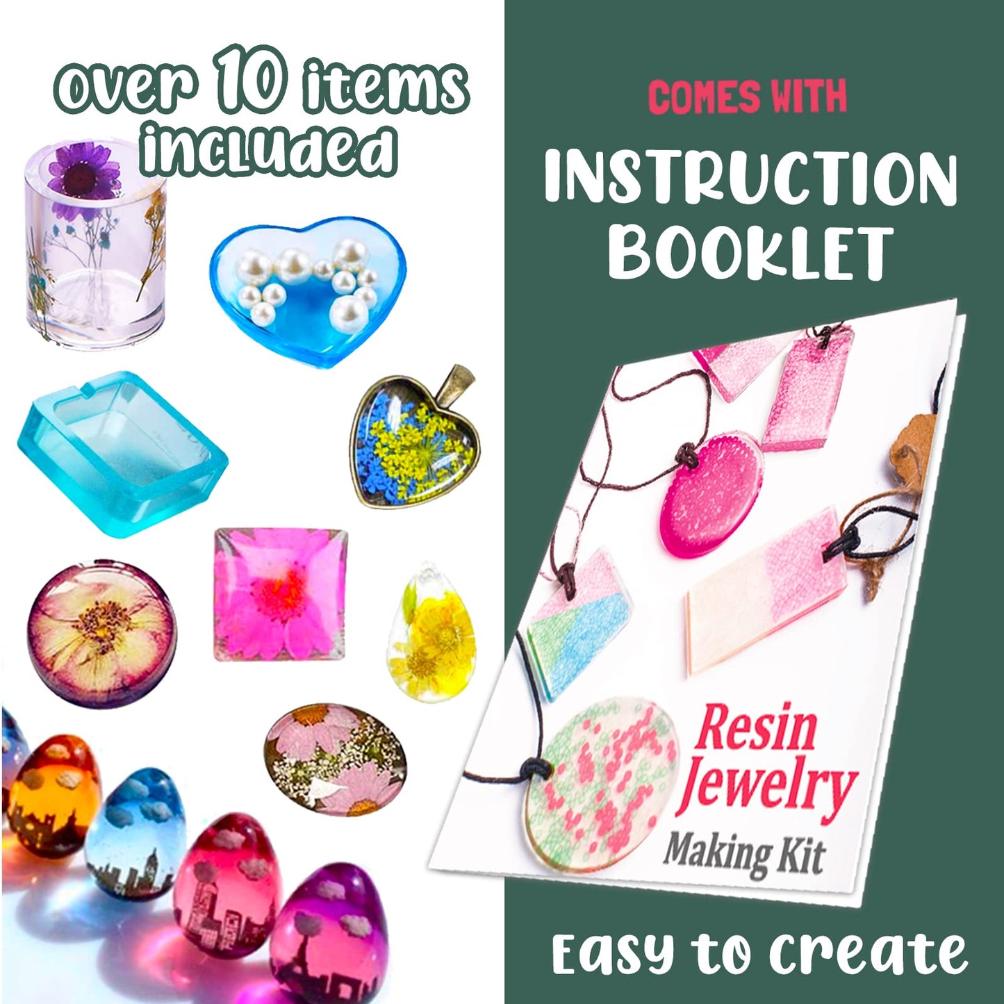 Goody King Resin Jewelry Making Starter Kit - Resin Kits for Beginners with Molds and Resin Jewelry Making Supplies - Silicone Casting Mold, Tools Set Clear Epoxy for DIY Jewelry