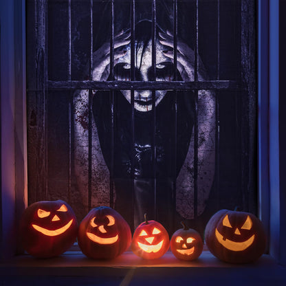 FUN LITTLE TOYS Halloween Female Ghost Curtain, Window Door Cover, Sticker for Halloween Decoration, Party Decors (Female Ghost-2)