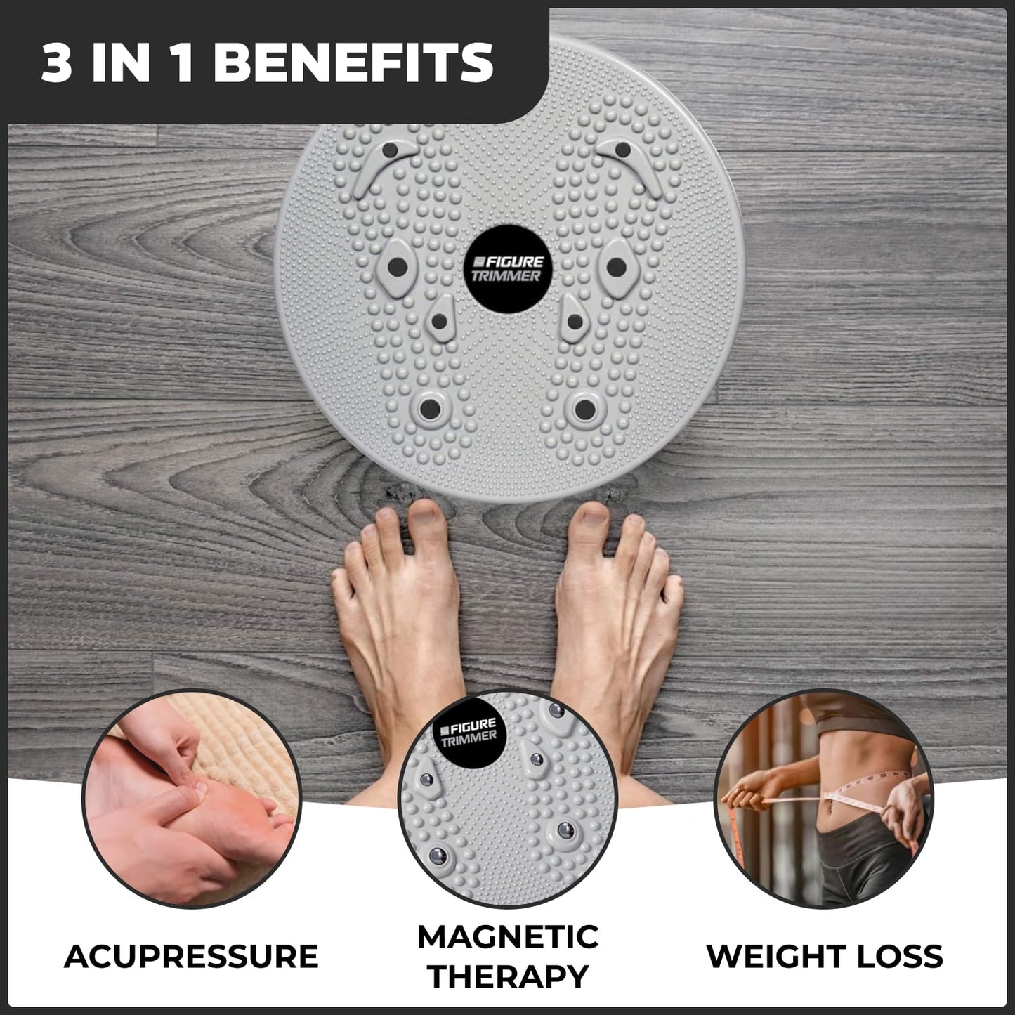 Figure Trimmer Core Abs Twister Board - Waist Sculptor Twister Board for Core & Ab Exercise - Waist Twisting Disc, Dizzy Disc Twist Board for Slimming Workout with 8 Magnets Reflexology