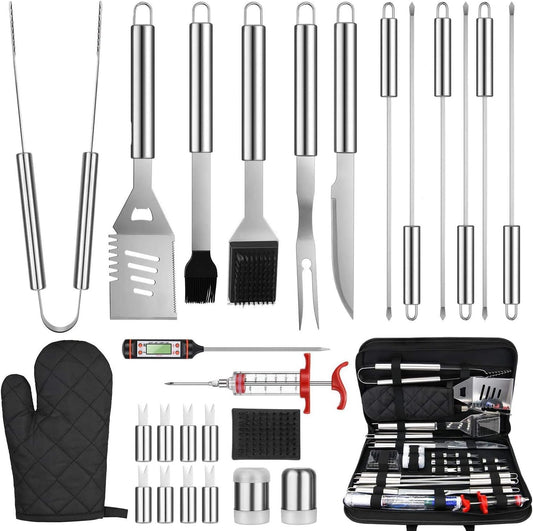 Grilling Accessories (27-Piece) – All in One BBQ Accessories Grill Tool Set Stainless Steel Barbeque, Organized Storage – 27 Essential Tools for Effortless Cooking, Camping & Backyard Barbeque