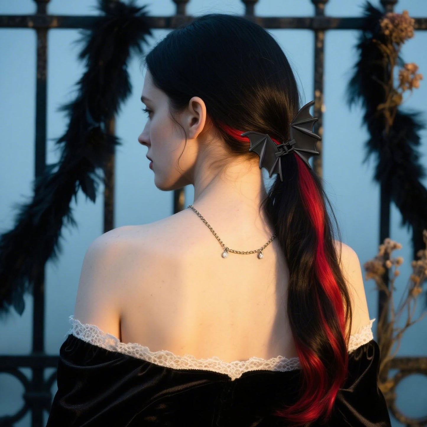 Halloween Bat Hair Clips for Women Girls, Black Y2K Punk Metal Gothic Bat Hair Clip for Halloween Hair Accessories Decorations