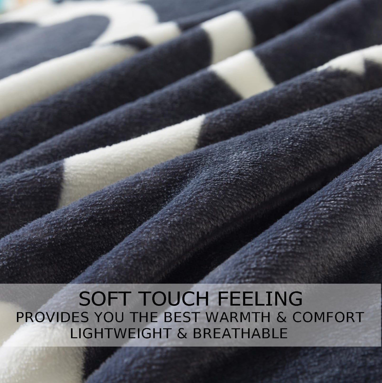 Gray Pattern King Size Blanket,90x108 Inches Microfiber Soft Cozy Fluffy Warm Hand Made Throw Blankets for King Calking Bed,Couch, Sofa, Chair, Camping, Picnic,Grey and White