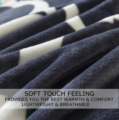 Gray Pattern King Size Blanket,90x108 Inches Microfiber Soft Cozy Fluffy Warm Hand Made Throw Blankets for King Calking Bed,Couch, Sofa, Chair, Camping, Picnic,Grey and White