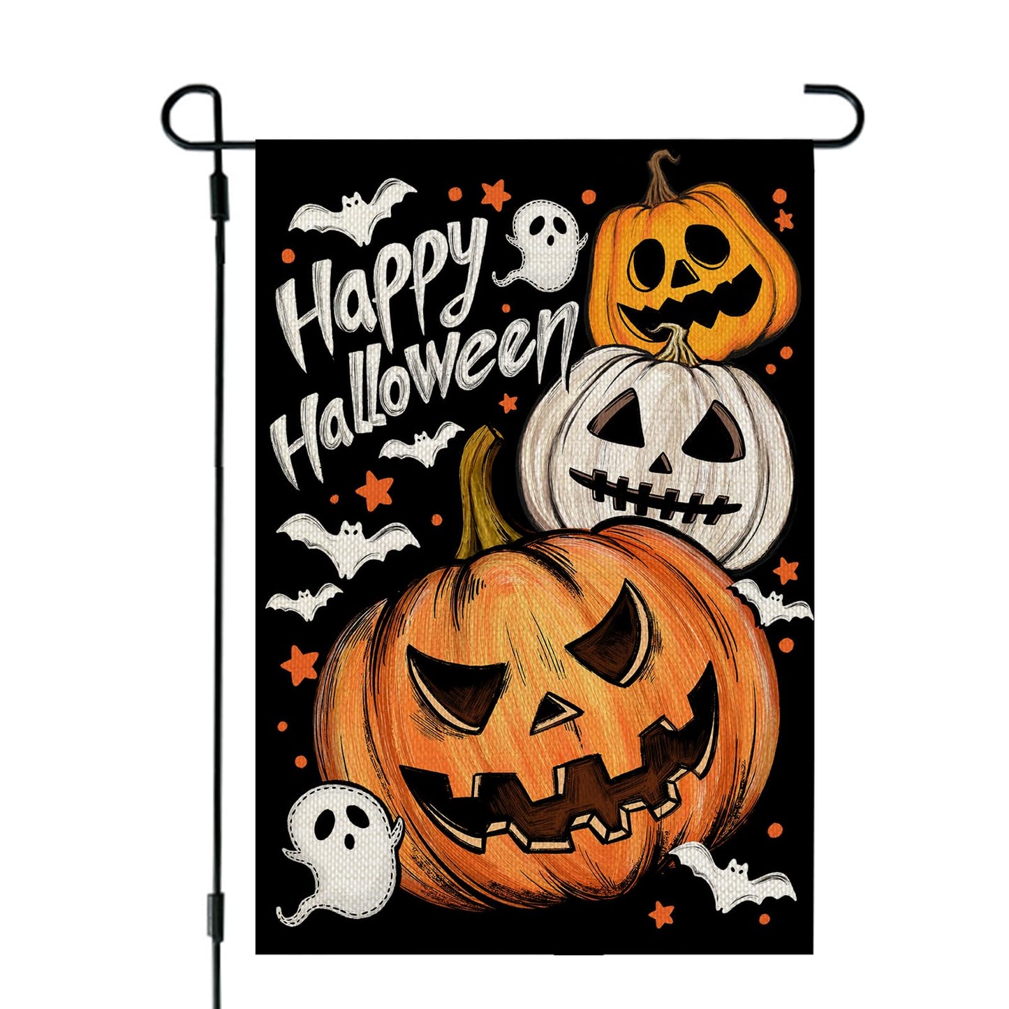 CROWNED BEAUTY Halloween Garden Flag 12x18 Inch Double Sided Jack O Lantern Decoration for Outside CF1884-12