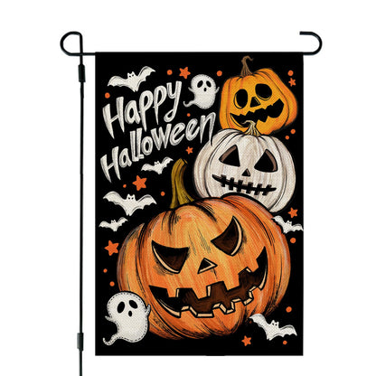 CROWNED BEAUTY Halloween Garden Flag 12x18 Inch Double Sided Jack O Lantern Decoration for Outside CF1884-12