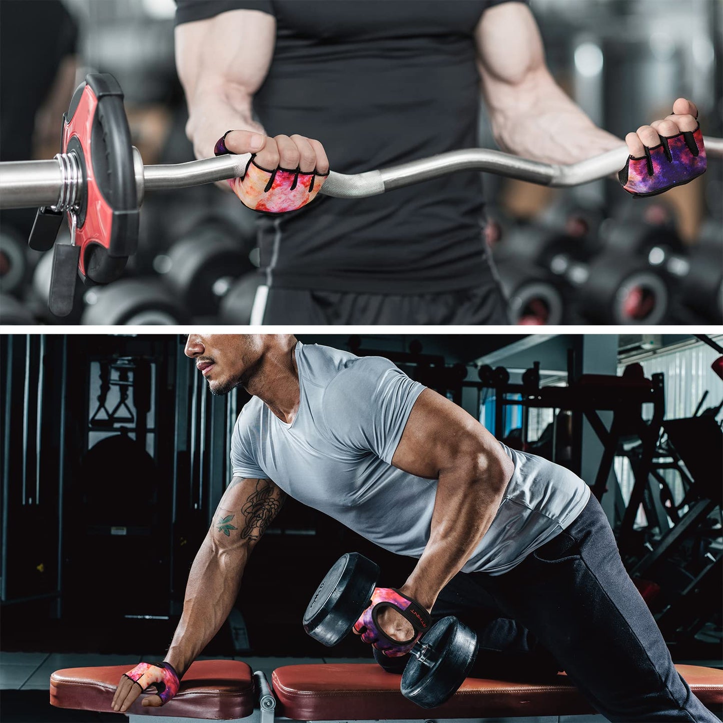 Minimal Weight Lifting Gloves,Short Micro Workout Gloves Grip Pads with Full Palm Protection & Extra Grip for Men Women Weightlifting,Gym,Exercise Training