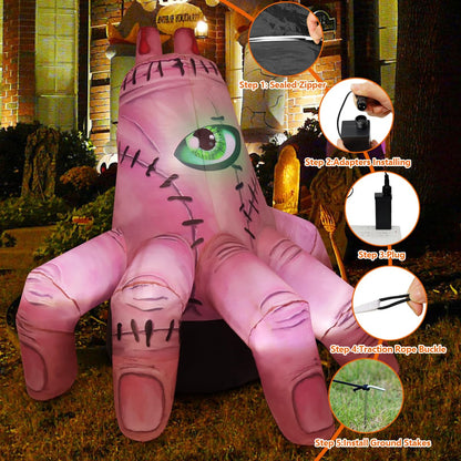 COMIN 6 FT Halloween Inflatables Hand Outdoor Decorations Blow Up Yard Scary Giant with Built-in LEDs for Indoor Party Garden Lawn Decor (Skin)