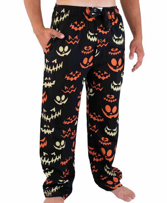 Lazy One Funny Ocean Pajama Pants For Men, Men's Separate Bottoms, Lounge Pants, Halloween (Spooky Faces, Medium)