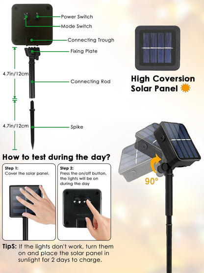 4pk Orange and Purple Solar Halloween Lights Outdoor Waterproof, 400LED 132FT Solar Powered LED String Lights Black Wire with 8 Modes, Solar Fairy Lights for Halloween Horror Party Tree Wedding Decor