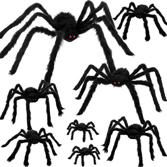 Colovis Spider Decorations, 8PCS Giant Spiders Outdoor Halloween Decorations, Realistic Large Scary Spider Props for Indoor, Home, Yard, Party Creepy Halloween Decor