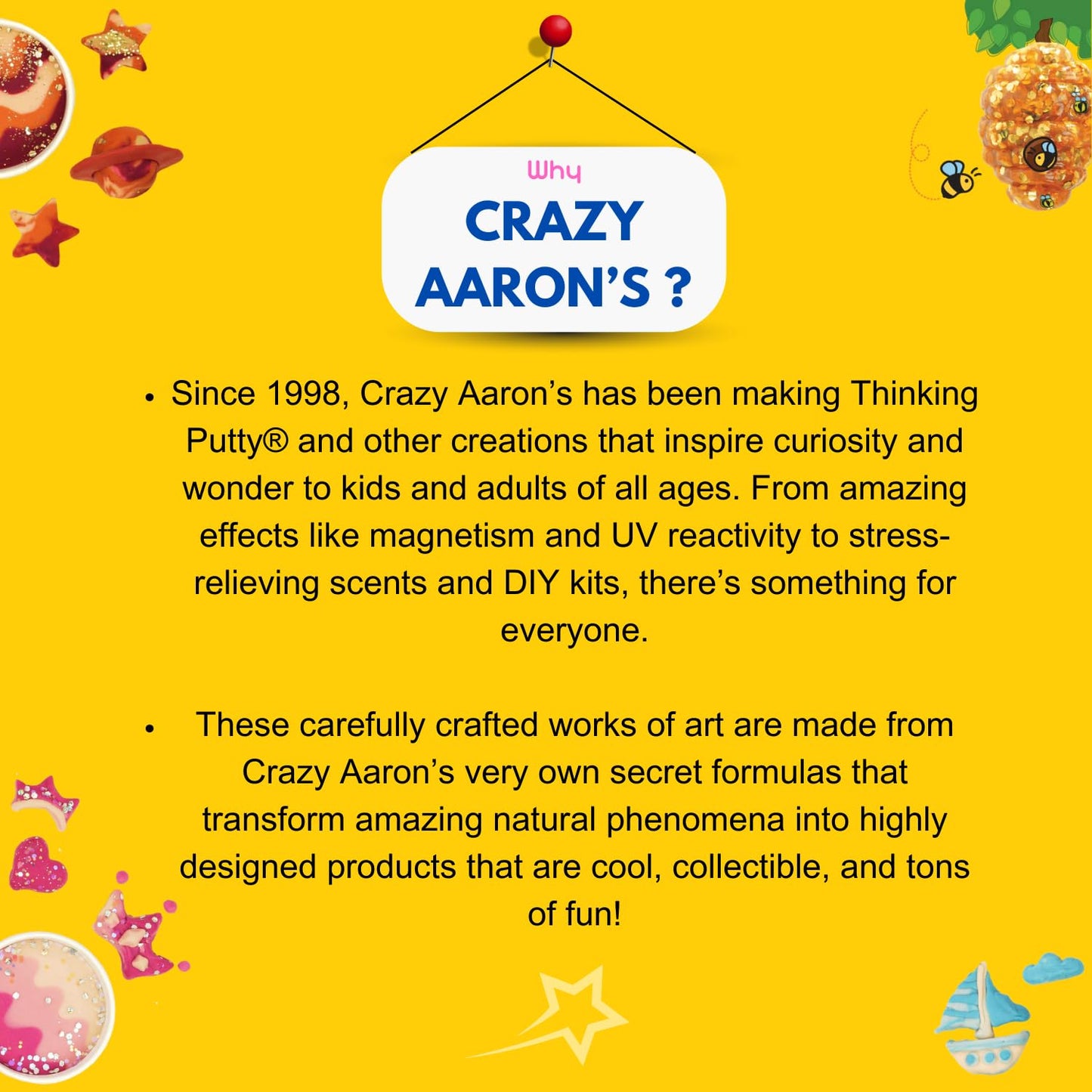Crazy Aaron's Thinking Putty® - Cosmic Star Dust - Multi-Color Sensory Putty for Kids and Adults in a 4" Tin - Creative and Endless Fun, Stress Relief Therapy Toys, Never Dries Out - Made in USA