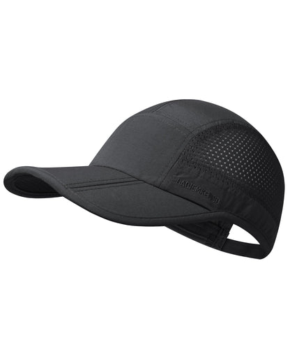 GADIEMKENSD Men Outdoor Hat Reflective Folding Running Sport Hats Summer Cool UPF 50 Sun Unstructured Baseball Caps for Men Women Breathable Light Quick Dry Travel Golf Hat Black