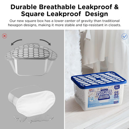 W&E Choice Moisture Absorbers, Portable Humidity Absorber Boxes for Your Bathroom, Closet & Car, Dehumidifier with Fragrance Free, 6 Pack