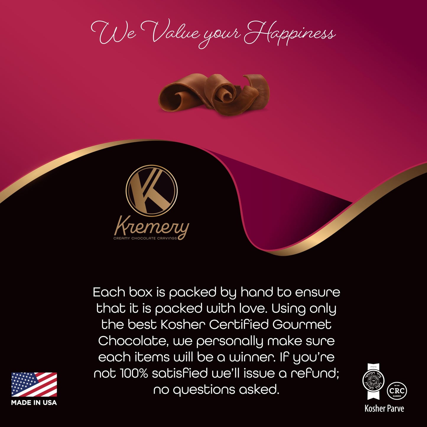 KREMERY Creamy Chocolate Cravings - Chocolate Covered Sandwich Cookies & Cream Gift Basket, in Elegant Gift Box (12 Cookies, Assorted Sweet Toppings) Food Assortments USA Made