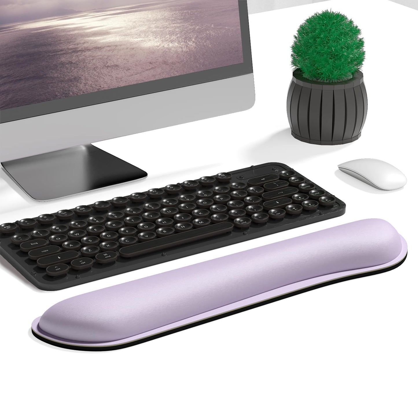 Dapesuom Enlarge Keyboard Wrist Rest, Cute Memory Foam Keyboard Wrist Cushion for Computer Desk Mats Support, Typing Pain Relief Ergonomic Mouse Pad Rests with Non-Slip Base for Gaming, Laptop, Purple