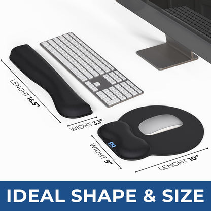 Everlasting Comfort Ergonomic Mouse Pad and Keyboard Wrist Rest for Computer Keyboard – Memory Foam Mouse Pad Set with Wrist Support for Comfort, Extended Typing Sessions