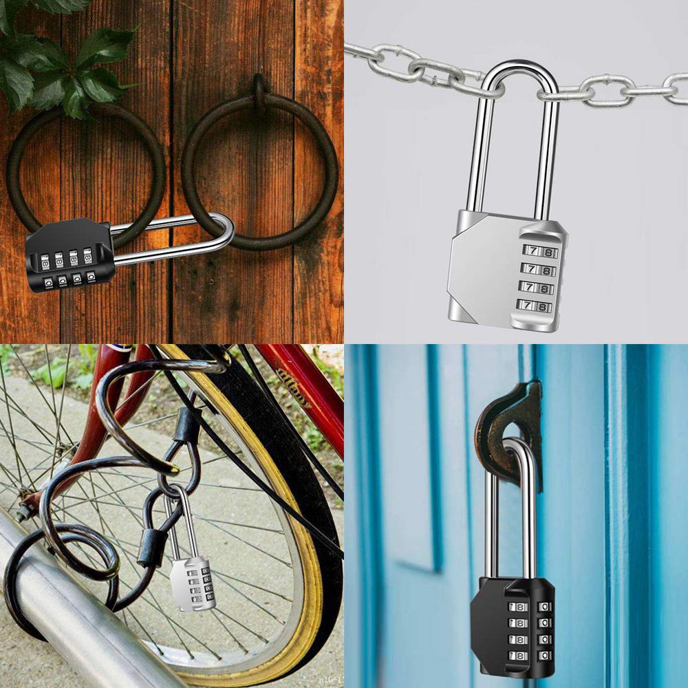 2 Pack disecu 2.6 Inch Long Shackle Combination Lock, 4 Digit Outdoor Waterproof Padlock for School Gym Locker, Sports Locker, Storage Unit, Gate, Fence, Toolbox, Cabinet (Black)