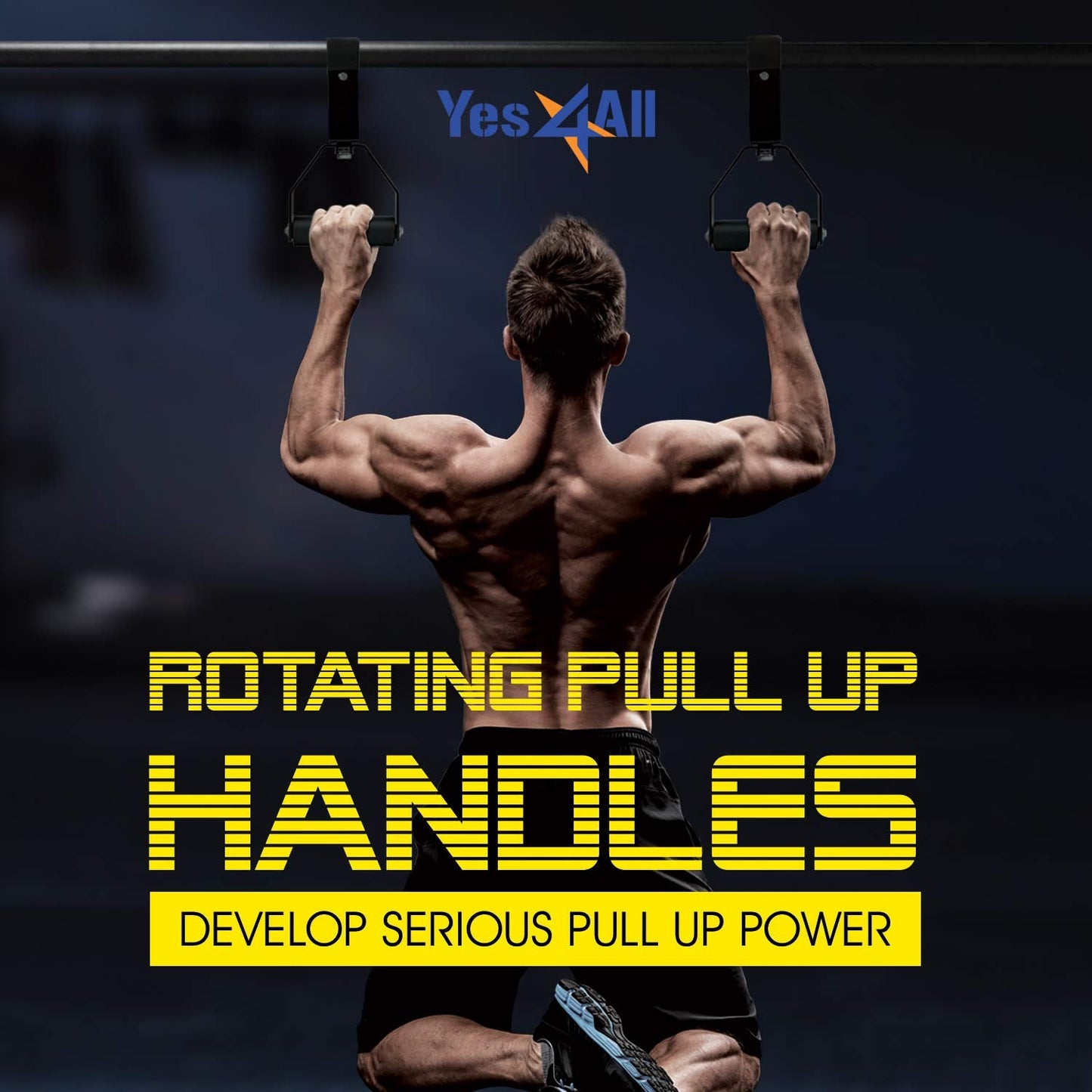 Yes4All Rotating Pull Up Handles for Pull Up Bar/Pull Up Grips/Barbell handles with Non-Slip & Foam Pad Grips - Twist Motion for Strength Training Workout