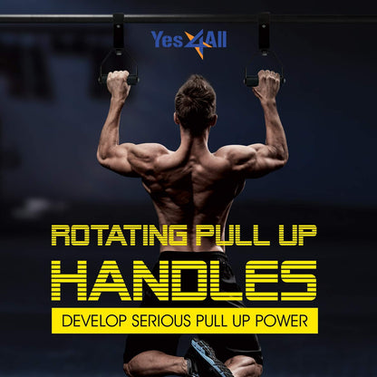 Yes4All Rotating Pull Up Handles for Pull Up Bar/Pull Up Grips/Barbell handles with Non-Slip & Foam Pad Grips - Twist Motion for Strength Training Workout
