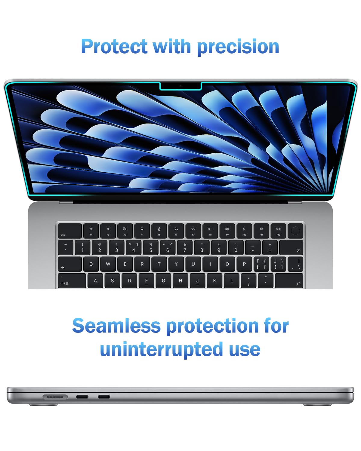 F FORITO 2-Pack Anti Blue Light Matte Screen Protector Compatible with MacBook Air 15.3 inch (2023-2025, M2, M3, M4), Eye Protection Blue Light Blocking Anti Glare Computer Screen Cover