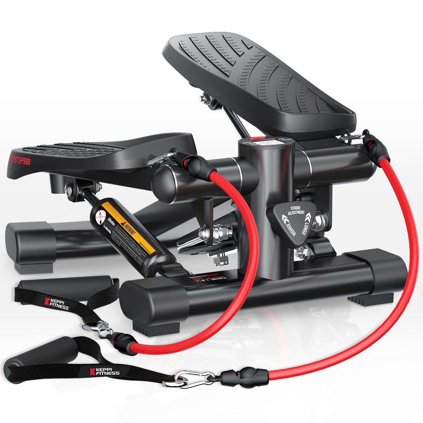 KeppiFitness Steppers for Exercise at Home, Mini Stair Stepper Machine with 350LB Maximum Capacity,Mini Stepper with Resistance Bands for Cardio Fitness Full Body Workout