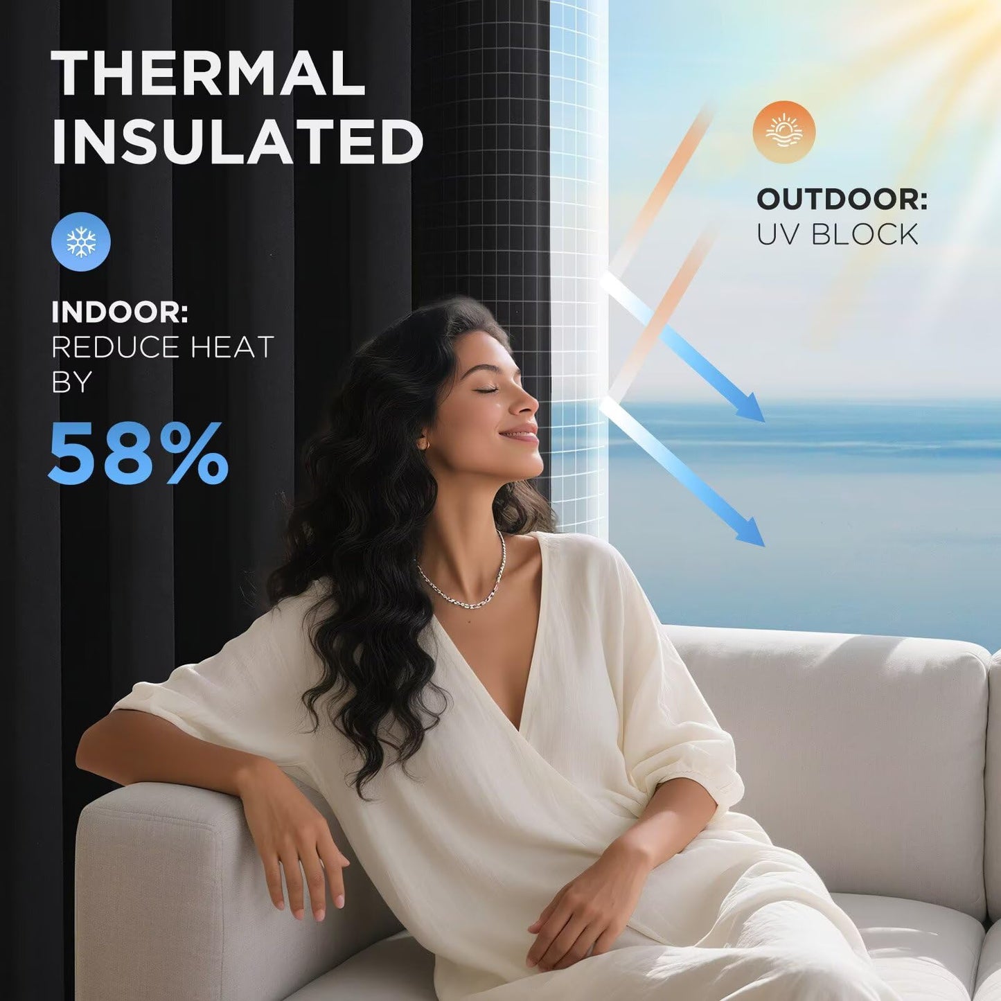 Joydeco Blackout Curtains for Bedroom,Black Out Curtains 84 Inch Long,Black Curtains with Grommets,Noise Reducing Energy Saving Wrinkle-Free Drapes for Living Room,Halloween Window Treatments 2 Panels