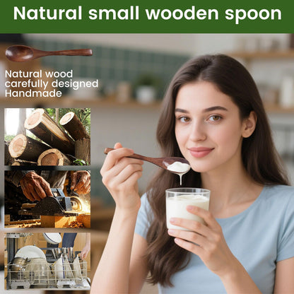 HANSGO Wooden Spoons for Eating, 6PCS Small Wooden Soup Spoons for Honey Coffee Stirring Tea Jam Bath Salts, 6 Inches