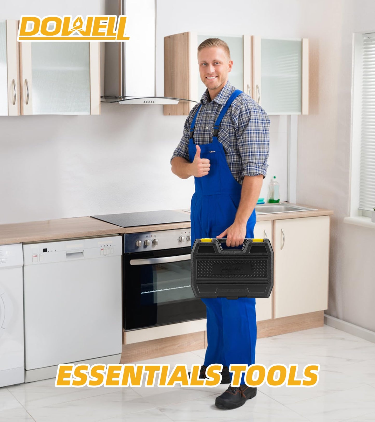 DOWELL 10 Piece Small Tool Kit,Mini Portable Tool Set,Home Repair Hand Tool Kit with Plastic Tool box Storage Case