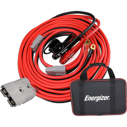 Energizer Jumper Cables, 30 feet, 1 Gauge, 800A, Booster Battery Cables with Permanent Installation kit and Quick Connect Plug for SUV & Trucks with up to 8-Liter Gasoline and 6-Liter Diesel Engines