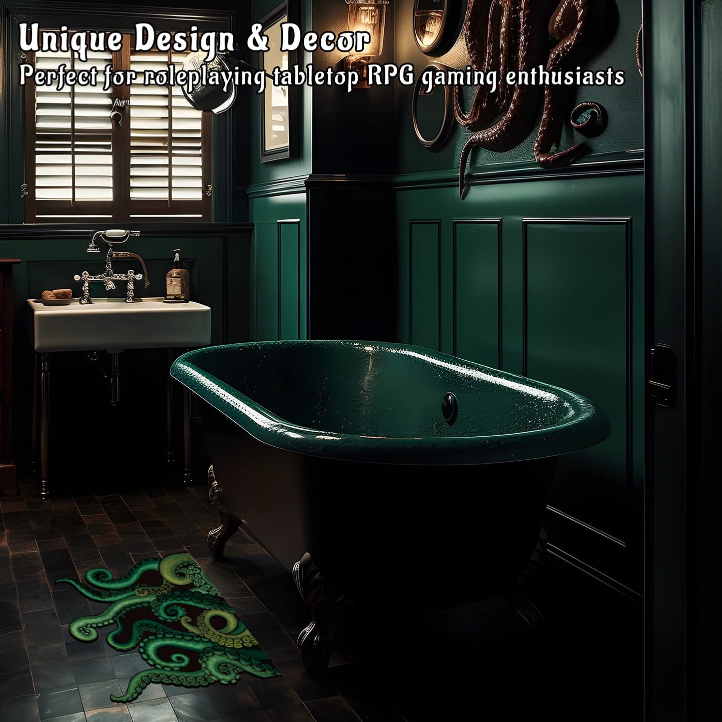 CZYY Cthulhu Tentacles Bath Mat Microfiber Water Absorbent Octopus Rug Anti-Slip Backing 27.5"x23.6" - Unique Gift & Decor for Tabletop RPG Gamers, HP Lovecraft Fans and Nautical Enthusiasts