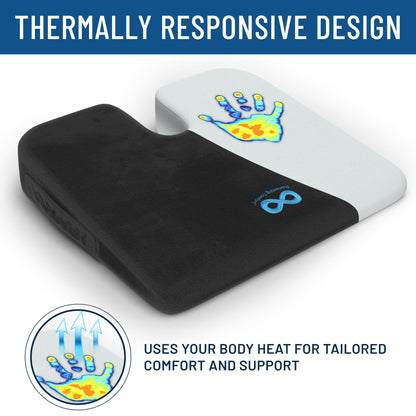 Everlasting Comfort Car Seat Cushion for Driving - Wedge Car Cushion for Office, Travel, Gaming Chair - Memory Foam Booster Seat - Non-Slip, Washable Cover