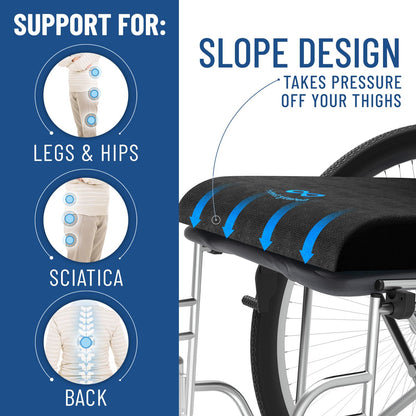 Everlasting Comfort Gel Memory Foam Wheelchair Cushions for Pressure Relief - Ventilated and Soft Wheel Chair Cushion Pad for Seniors and Adults - Non-Slip, Removable Cover - Wheelchair Accessories