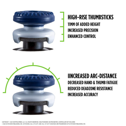 KontrolFreek Call of Duty: Warzone Performance Thumbsticks for PlayStation 4 (PS4) and PlayStation 5 (PS5) | 2 High-Rise, Hybrid| Blue/Gray