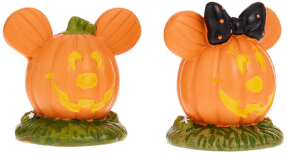 Department 56 Disney Village Halloween Accessories Pumpkintown Mickey and Minnie Mouse Topiaires Figurine Set, 1.75 Inch, Multicolor