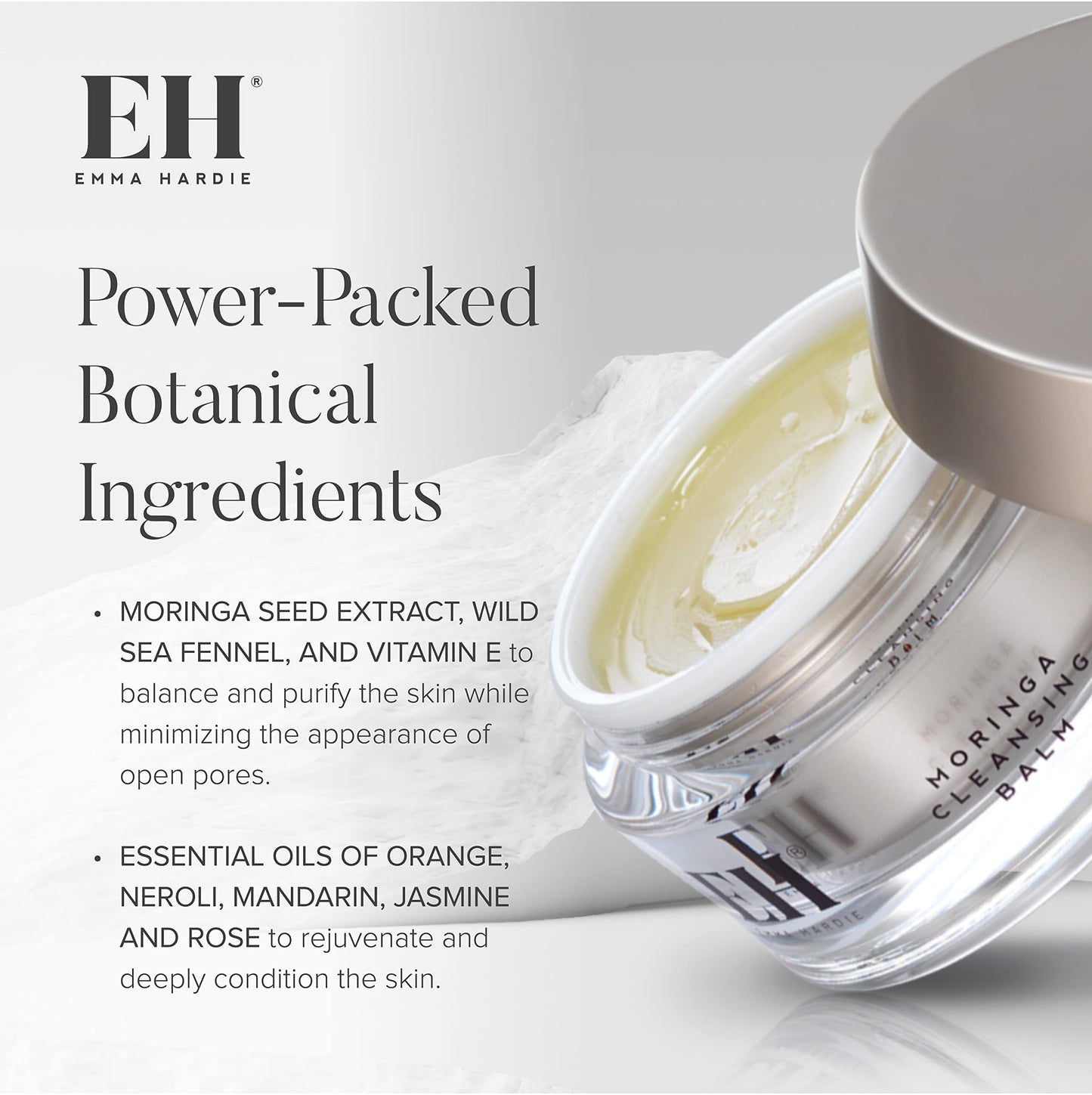 Emma Hardie 100ml Moringa Cleansing Balm with Cleansing Cloth Set, No-Rinse Formula Removes Face & Eye Make Up, Moisturizes & Hydrates the Skin, Natural & Cruelty Free, Vegan & Cruelty Free