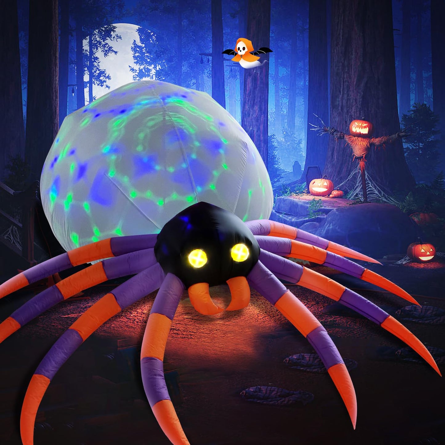 DomKom Giant 16FT Halloween Inflatable Decorations Spider, Build-in Magic LED Lights Holiday Blow Up Yard Decoration for Halloween Holiday Party Outdoor,Garden Yard Lawn Decor