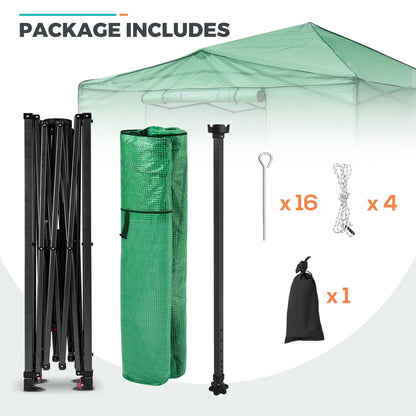 EAGLE PEAK 12x8 Portable Large Walk-in Greenhouse Instant Pop-up Fast Setup Indoor Outdoor Plant Gardening Green House Canopy, Front Roll-Up Zipper Entry Doors and Roll-Up Side Windows, Green