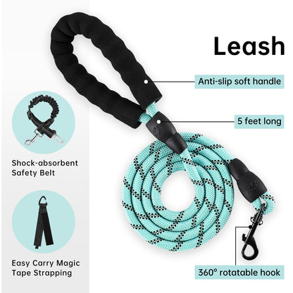 IVY&LANE No Pull Dog Harness with Leash Set, Reflective No Choke Pet Vest,Adjustable Oxford Dog Vest Harness with Easy Control Handle for Medium Dogs (Turquoise,M)