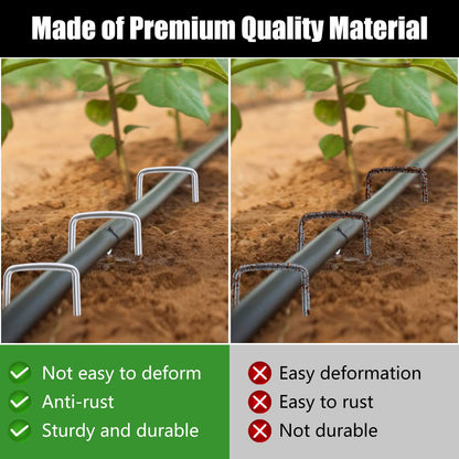 FEED GARDEN 6 Inch 50 Pack Hot-dip Galvanized Landscape Staples Plant Cover Stakes 11 Gauge Tent Stakes Garden Stakes Landscaping Fabric SOD Pins Yard Stakes for Decoration Weed Barrier Fabric