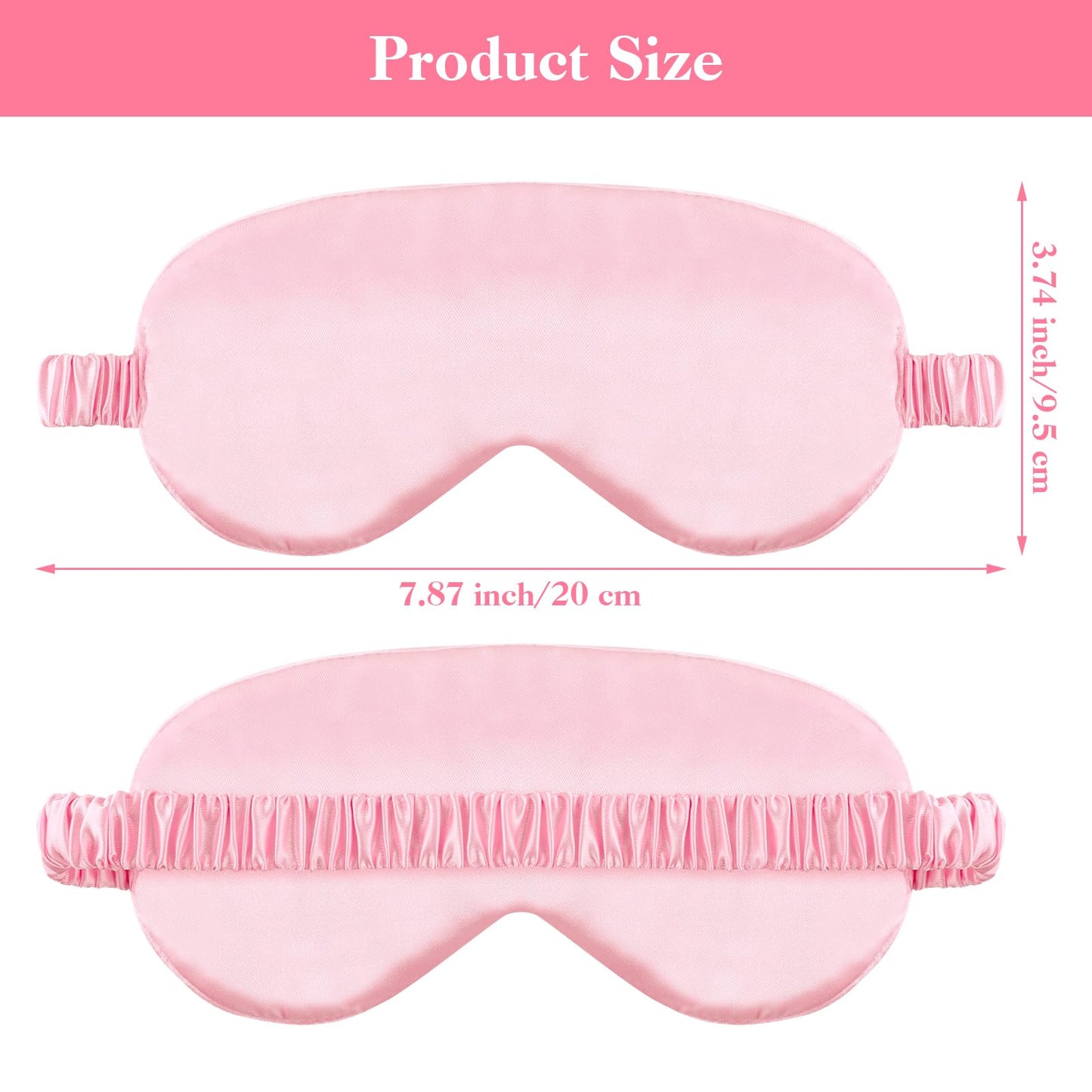 2 Pack Sleep Mask Silk Eye Mask Cover for Sleeping, Soft Satin Blindfold with Elastic Strap, Comfortable Night Sleeping Mask for Women Men (Black, Pink)
