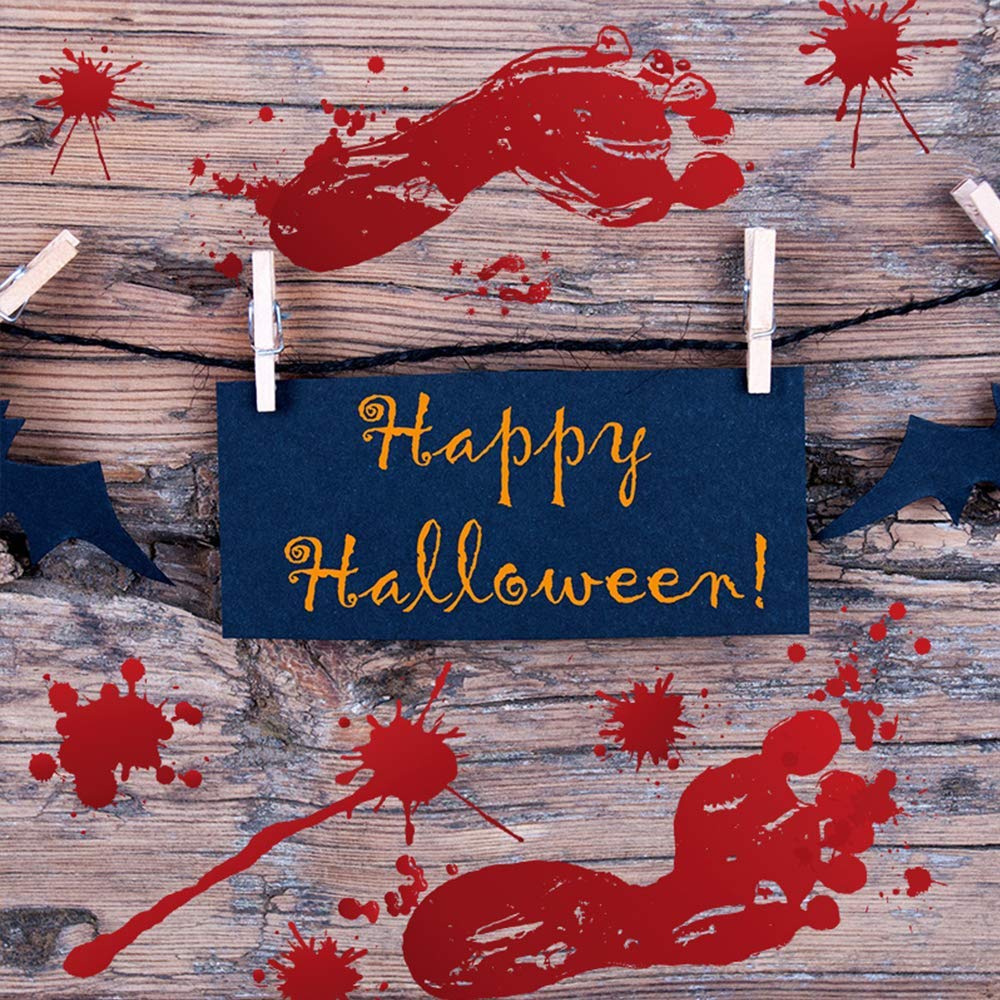 Halloween Decorations 126 PCS Halloween Window Clings, 8 Sheets Bloody Handprint Footprint Halloween Wall Decal Floor Clings with Tattoo Stickers, Scary Halloween Decoration Window Stickers