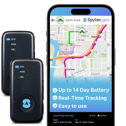 (2 Pack) Spytec GPS Smart Mini GPS Tracker for Vehicles Cars Trucks Loved Ones, Fleets, Hidden Tracker Device for Vehicles with Unlimited US and Worldwide Real-Time Tracking App - USA Made Tech
