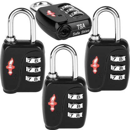 iGurutr TSA Locks 4-Pack - Ultra Lightweight Travel & Gym Combo Locks (54g Each!), TSA Approved Secure Luggage Locks for Suitcases, School Backpacks, Lockers - 3-Digit Code, 2.36in Compact Design