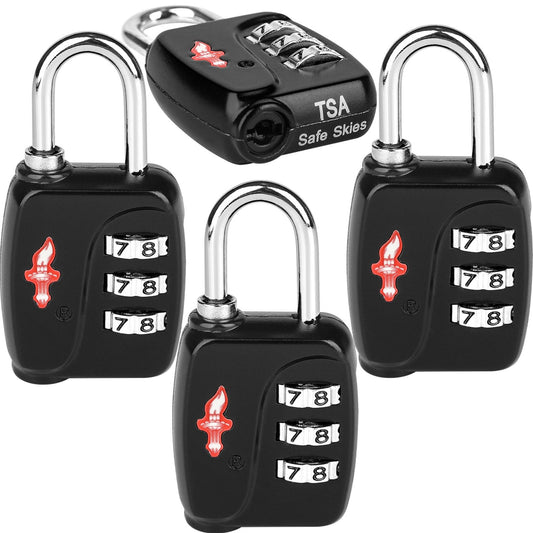 iGurutr TSA Locks 4-Pack - Ultra Lightweight Travel & Gym Combo Locks (54g Each!), TSA Approved Secure Luggage Locks for Suitcases, School Backpacks, Lockers - 3-Digit Code, 2.36in Compact Design