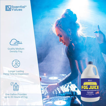 Essential Values Fog Machine Fluid 3.78 litres - Fog Juice Long-Lasting Medium Density Fog for Water Based Foggers, Perfect for 400 Watt to 1500 Fog Machines - Outdoor or Indoor