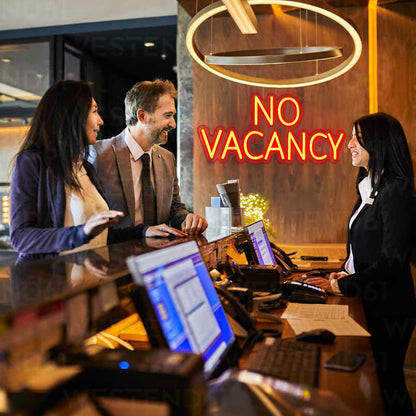 JFLLamp NO VACANCY Neon Signs for Wall Decor Neon Lights for Bedroom Led Business Signs Suitable for Hotels Christmas Birthday Party Unique Gift for Lover, 5V Power Adapter, 16 * 7.3 Inch(Red)
